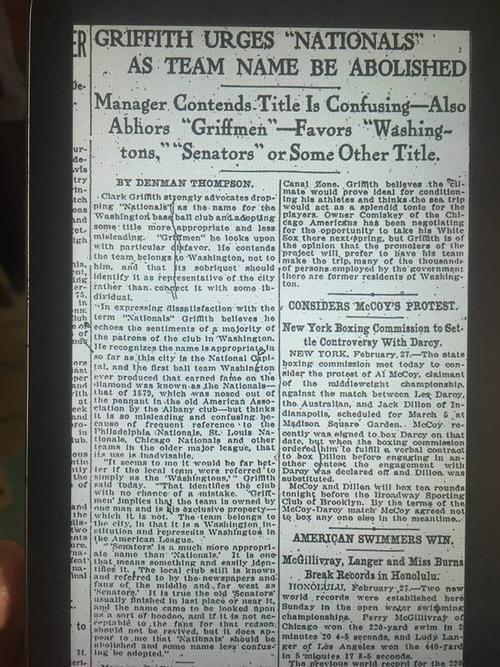 100 years ago, Clark Griffith wanted to “abolish” Nationals