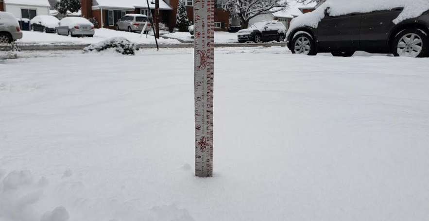 6.5 inches of snowfall in Alexandria, Va. at 10:30 a.m. on January 13, 2019