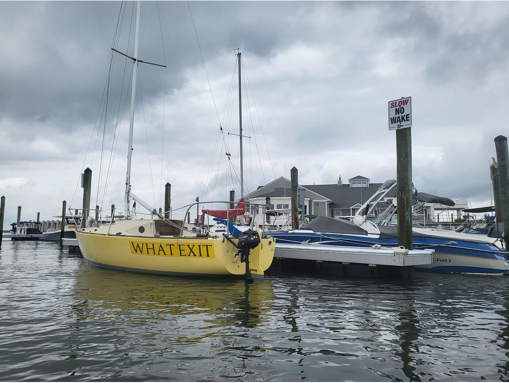 Embrace the stereotype? Boat named “What Exit”