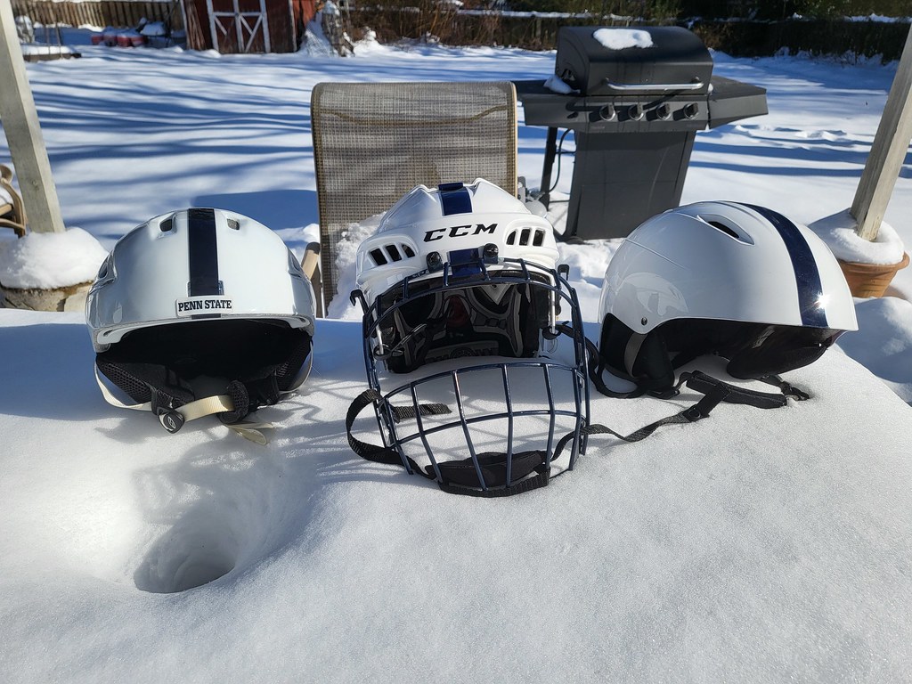 A deep dive on custom Penn State ski and broomball helmets