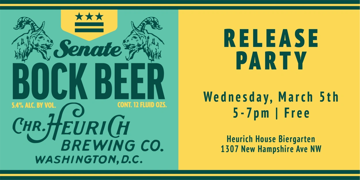 Senate Bock beer release party at Heurich House, moved to March 12