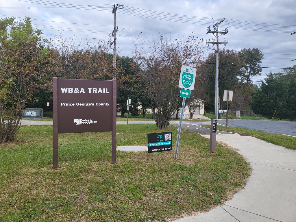 Bicycling along the newly completed  WB&A Trail